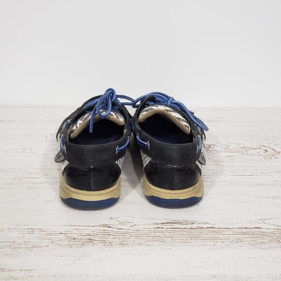Sperry Top-sider  Leather Boat Shoes  Women's Size 9   Blue Zebra Print - Picture 6 of 8